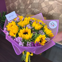 Gran ramo girasoles y lilas