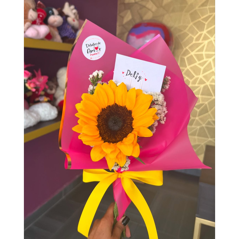 Ramo dulce girasoles y rosa